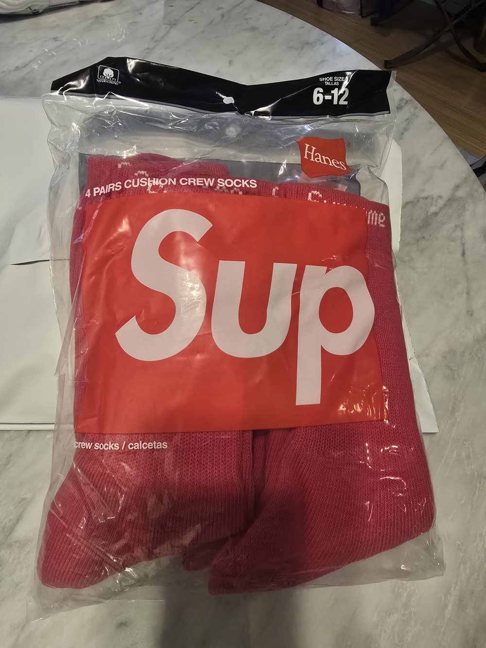Hanes Red Crew Athletic Socks - 4 Pairs